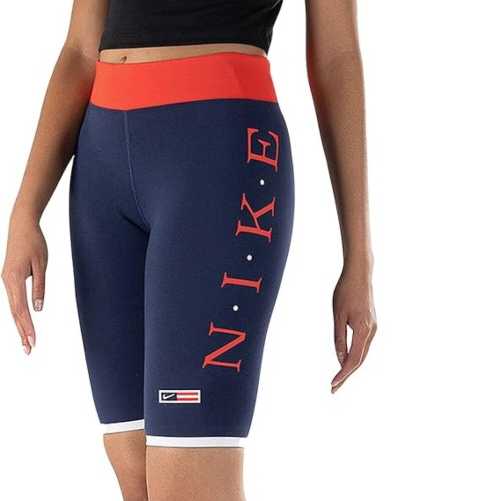 Nike Women's Sportswear Bike Shorts (Midnight Navy | Chile Red) Size Small